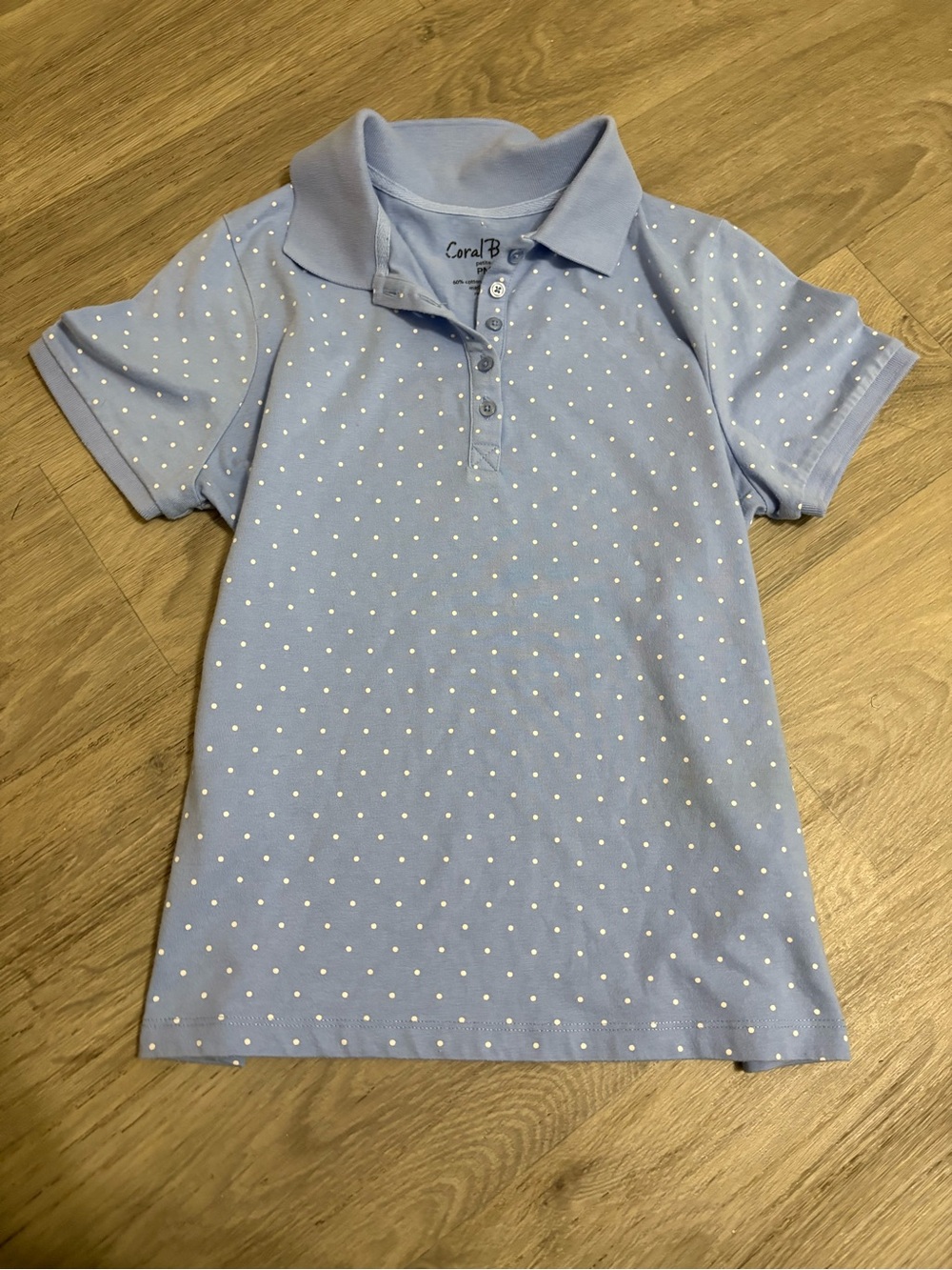 Coral Bay Light Blue Polo Shirt with White Polka Dots